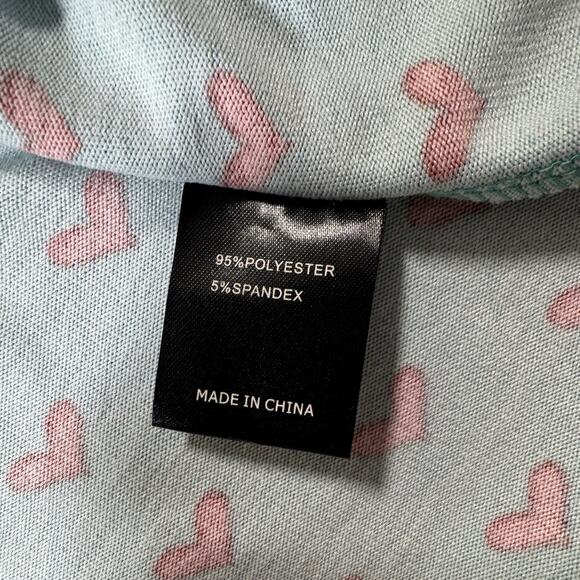 Voodoo Vixen XL NWT Aqua Red Heart Print Retro Pinup Dress Pockets - Picture 11 of 12